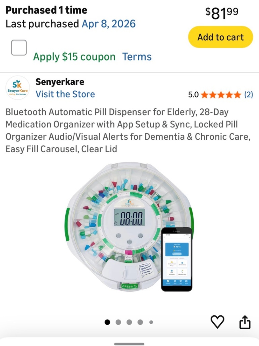 NIB Bluetooth Automatic Pill Dispenser, 28-Day